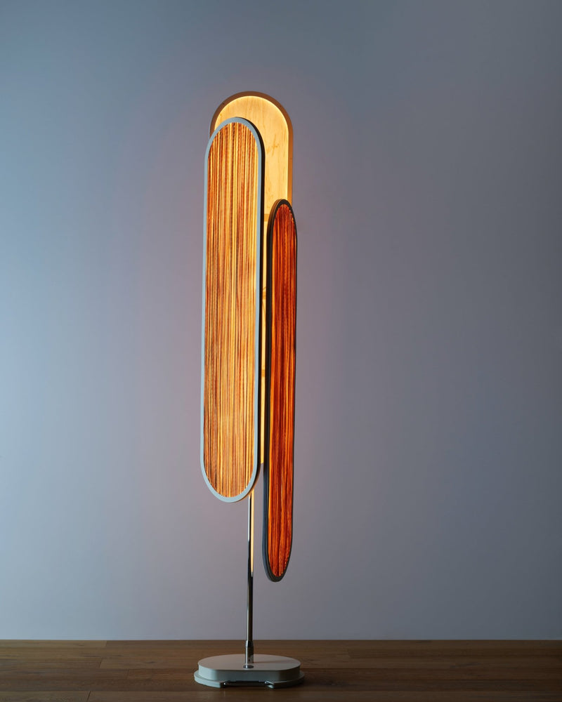 Chicago Floor Lamp with Orange silk and Maple veneer