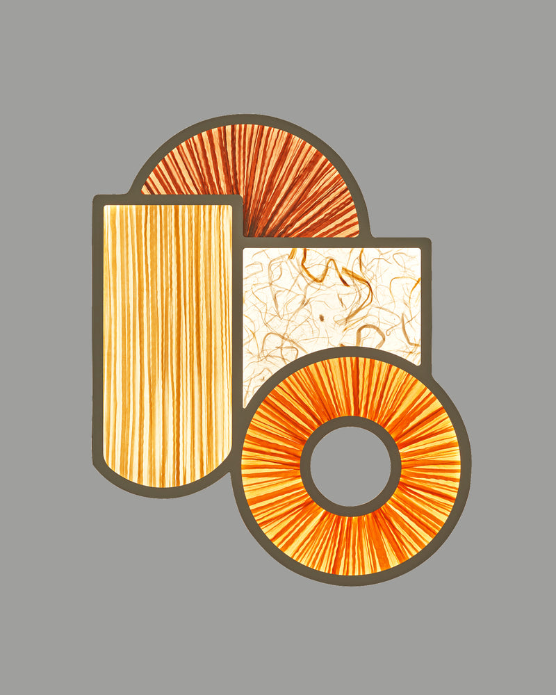 Miami 1 Wall Light in Redwood, Gold, Orange silk colors with Raw Paper