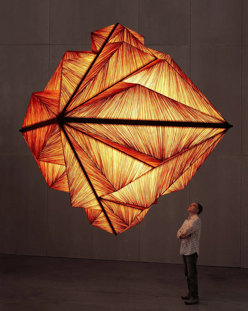 Custom Zooid Pendant Light in Rust silk
