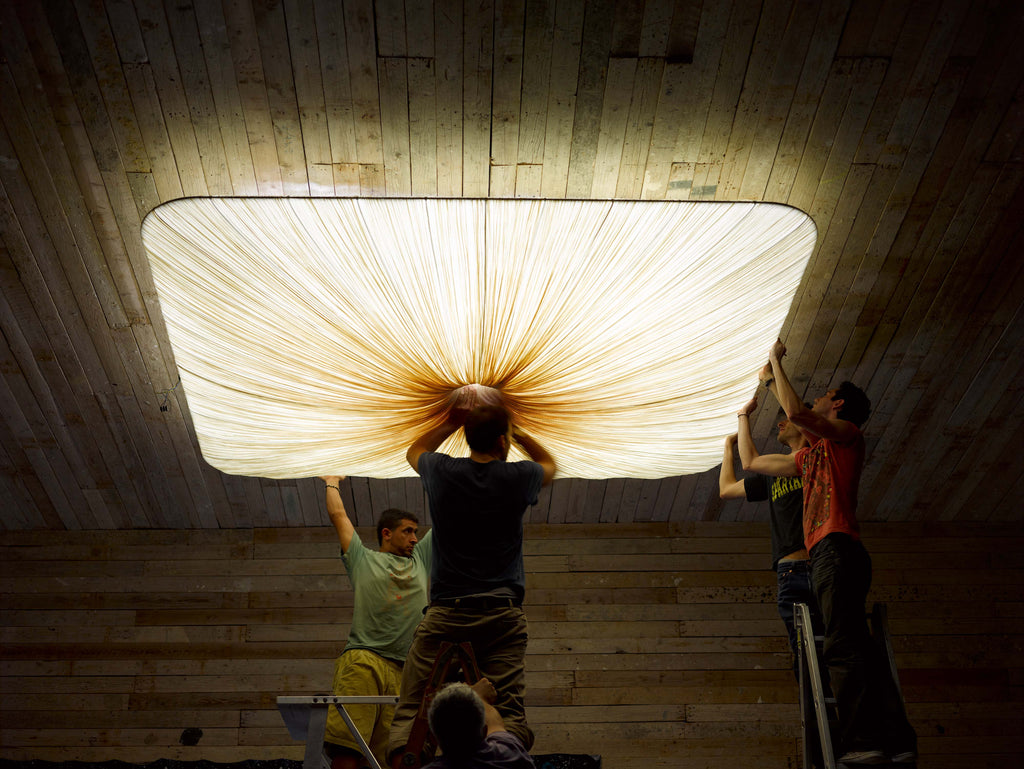 Nara Wall & Ceiling Light designer hand-dyed silk wall and ceiling light by Aqua Creations