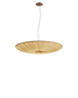 Stand By silk chandelier in Gold, large hand-pleated parasol pendant on a brass canopy, Aqua Creations