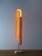 Chicago Floor Lamp with Orange silk and Maple veneer