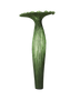Morning Glory floor lamp in Grass silk, leaf-green pleats flaring into a ruffled crown, sculpted by Aqua Creations