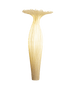 Morning Glory floor lamp glowing in Gold silk, hand-pleated Tussar silk from ruffled crown to foot, Aqua Creations