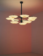 Sunsa Chandelier in Cream silk and a custom black mount