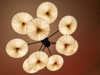 Sunsa Chandelier in Cream silk and a custom black mount