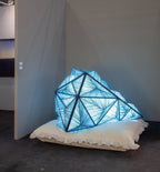 Zooid Pendant Light in custom turquoise silk