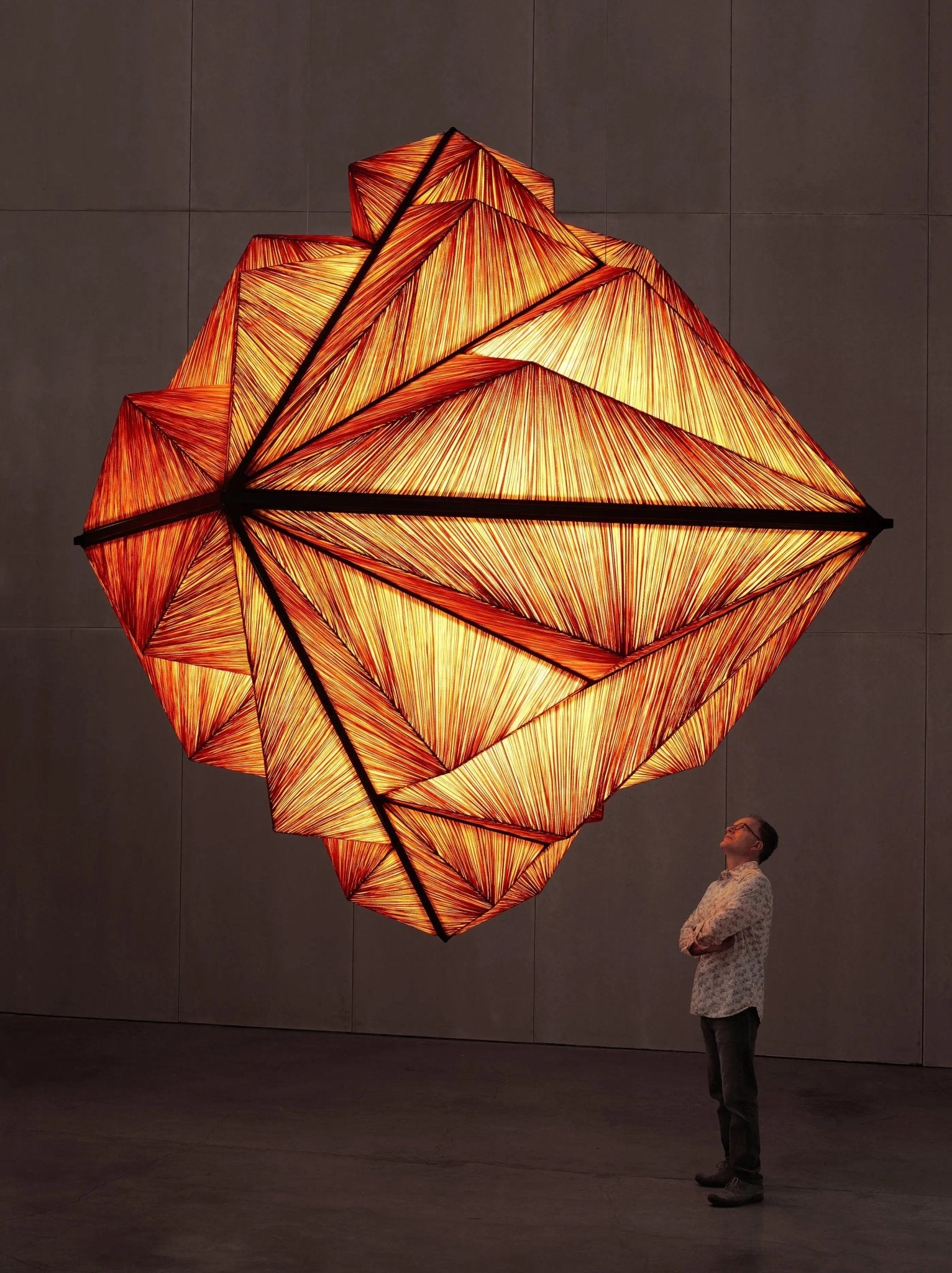 Custom Zooid Pendant Light in Rust silk